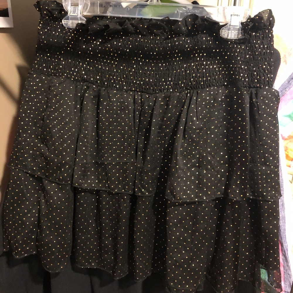 Shein Black and Gold Polka Dot Skirt, Worn 1x